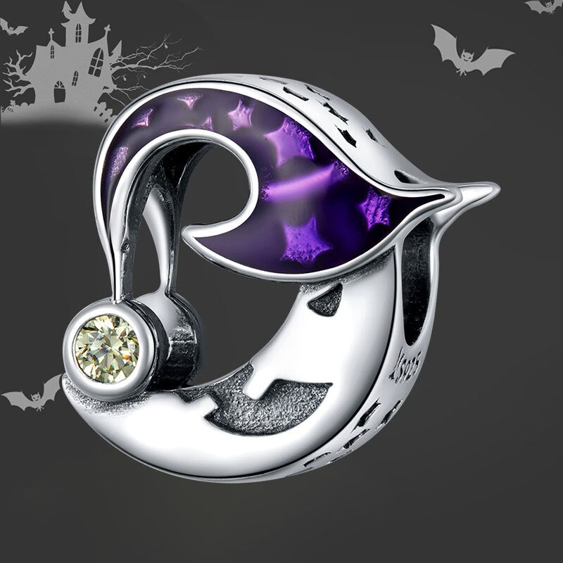 bamoer 925 Sterling Silver Halloween Skull Man Ghost Haunted House Charm for Original Luxury Brand Female DIY Jewelry SCC1617