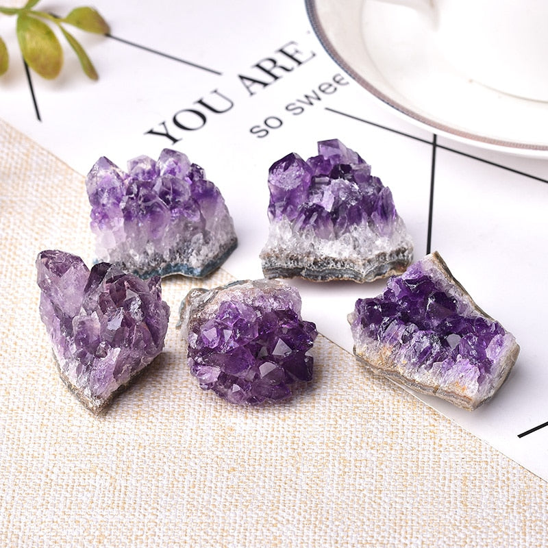 1PC Natural Amethyst Crystal Cluster Quartz Raw Crystals Healing Stone Decoration Ornament Purple Feng Shui Stone Ore Mineral