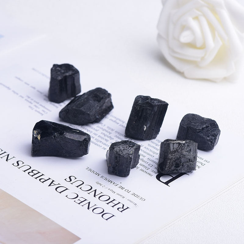 Natural Black Tourmaline Raw OreGem Mineral Specimens Irregular Crystals Redectromagnetic Radiation Deuce Elgaussing Energy Ston