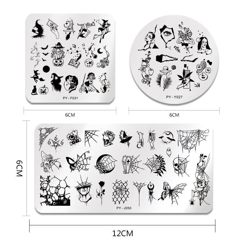 PICT YOU Halloween Nail Stamping Plates Snowflake Festival Pattern Nail Art Image Plates Stainless Steel Nail Art Plate Stencil