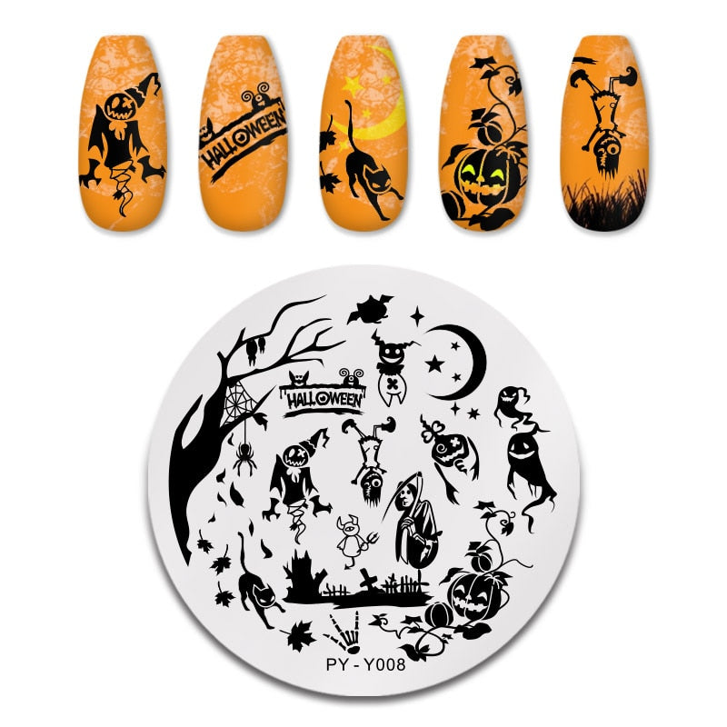 PICT YOU Halloween Nail Stamping Plates Snowflake Festival Pattern Nail Art Image Plates Stainless Steel Nail Art Plate Stencil