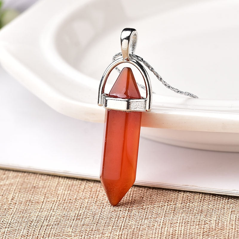 1PC Natural Crystal Rose Quartz Crystal Point Pendant Mineral Jewelry Couple DIY Lovers Gifts For Men Women Jewelry Necklace