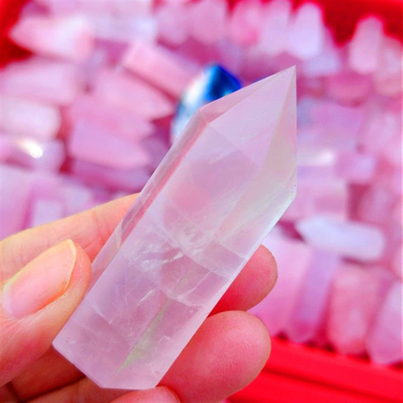 natural stones minerals crystals wicca rose quartz amethyst labradorite decoration meditation chakra healing crystal column