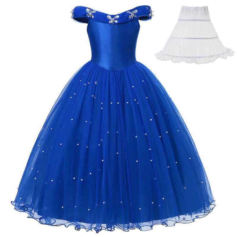 Disney Girls Cinderella Cosplay Costume Dress Kids Sleeveless Princess Party Dresses for Baby Girl Halloween Birthday Clothes