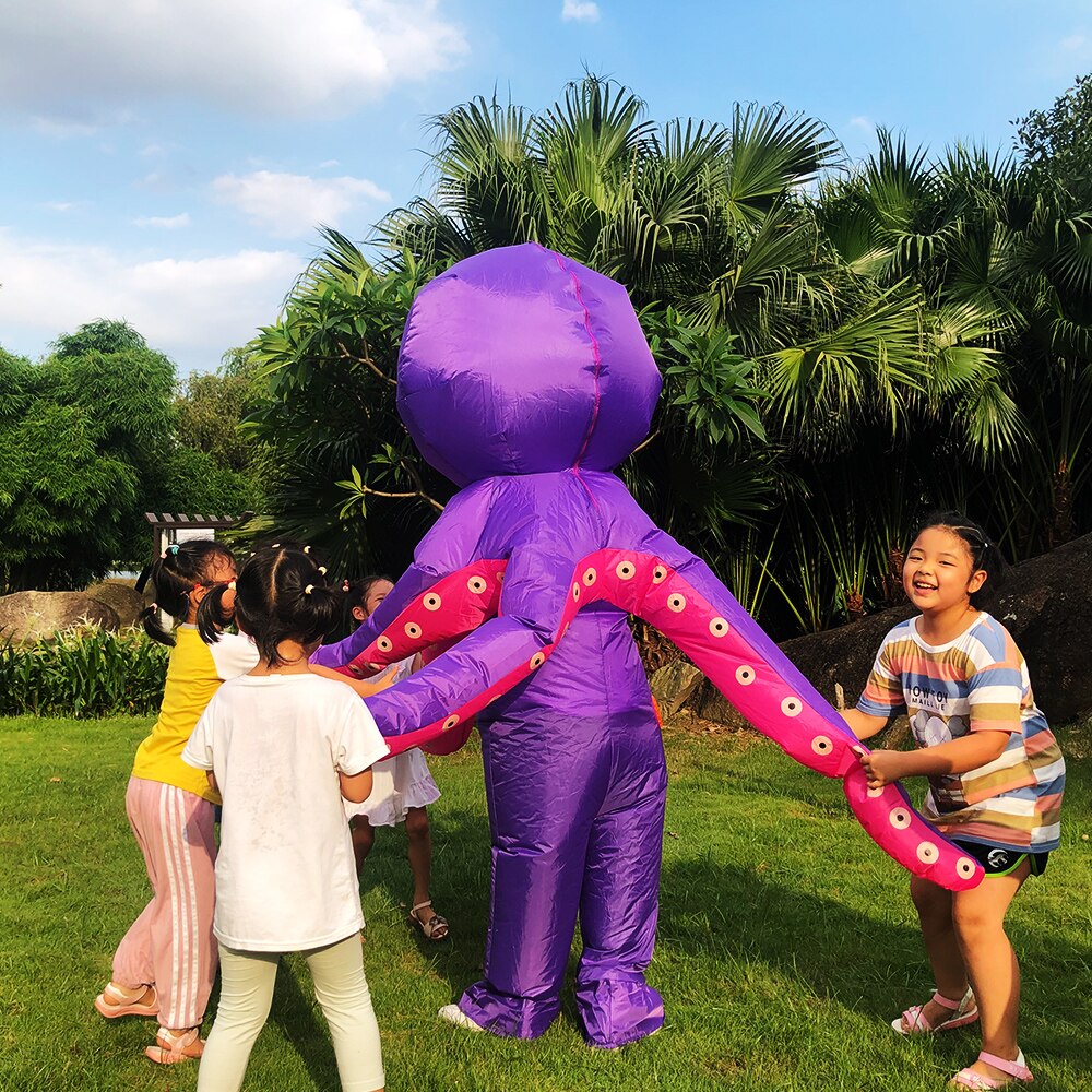 Parent -Kids Purple Octopus Inflatable Costumes Halloween Cosplay Family Party Cosplay Costume Walking Mascot Role Play Disfraz