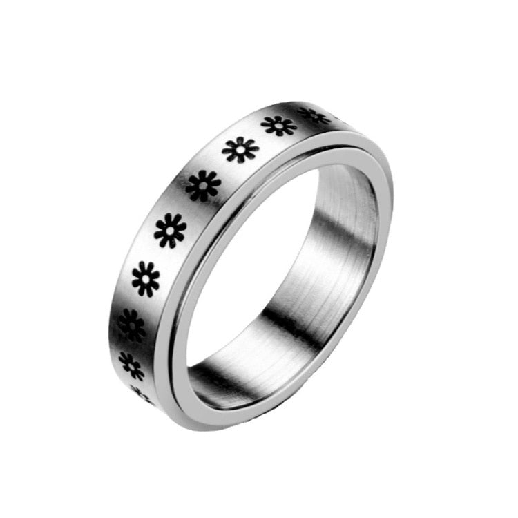 Stainless Steel Spinner Ring for Women Mens Fidget Band Rings Moon Star Celtic Stress Relieving Wide Wedding Anxiety Rings