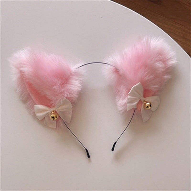 Beautiful Masquerade Halloween Cat Ears Headwear Cosplay Cat Ear Anime Party Costume Bell Headwear Headband Hair Accessories