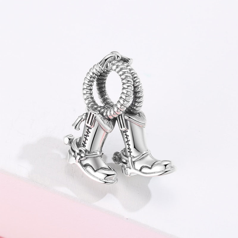 Silver 925 Western Cowboy Hat Boots Halloween Pumpkin Shape Beads Charms Fits Original Bracelets Making Designer Charms Jewelry