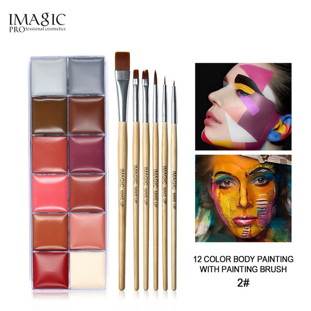 IMAGIC 12 Colors Flash Tattoo Face Body Paint Oil Painting Art use in Halloween Party Fancy Dress Beauty Makeup Tool