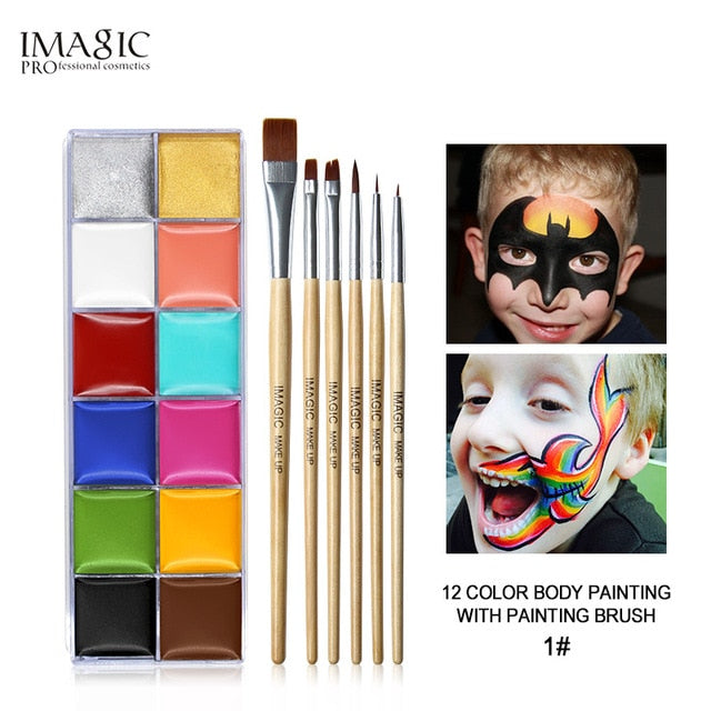 IMAGIC 12 Colors Flash Tattoo Face Body Paint Oil Painting Art use in Halloween Party Fancy Dress Beauty Makeup Tool