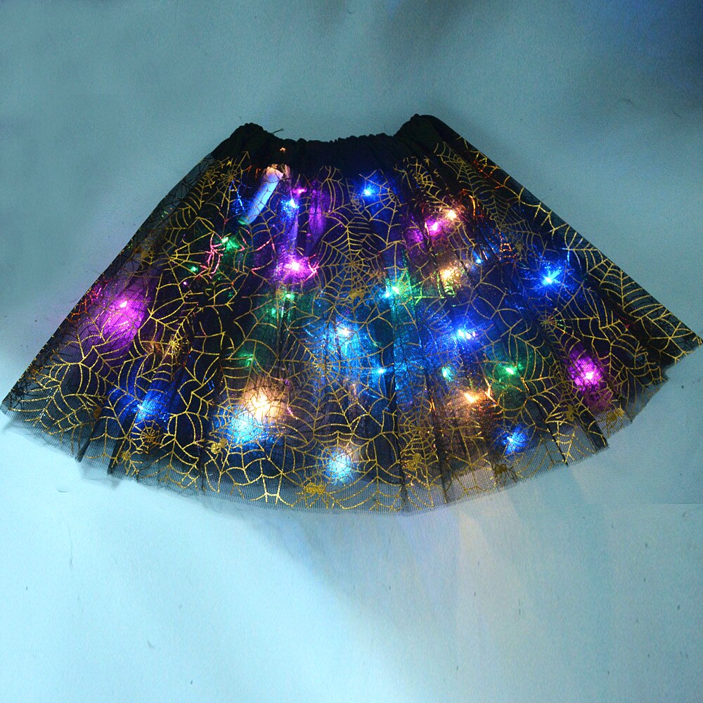 Adult Kids Light Up Witch Hat Spider Web Cobweb Skirt Party LED Princess Christmas Tree Costume Magic Wand Festival Halloween