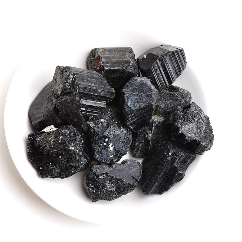 Natural Black Tourmaline Raw OreGem Mineral Specimens Irregular Crystals Redectromagnetic Radiation Deuce Elgaussing Energy Ston