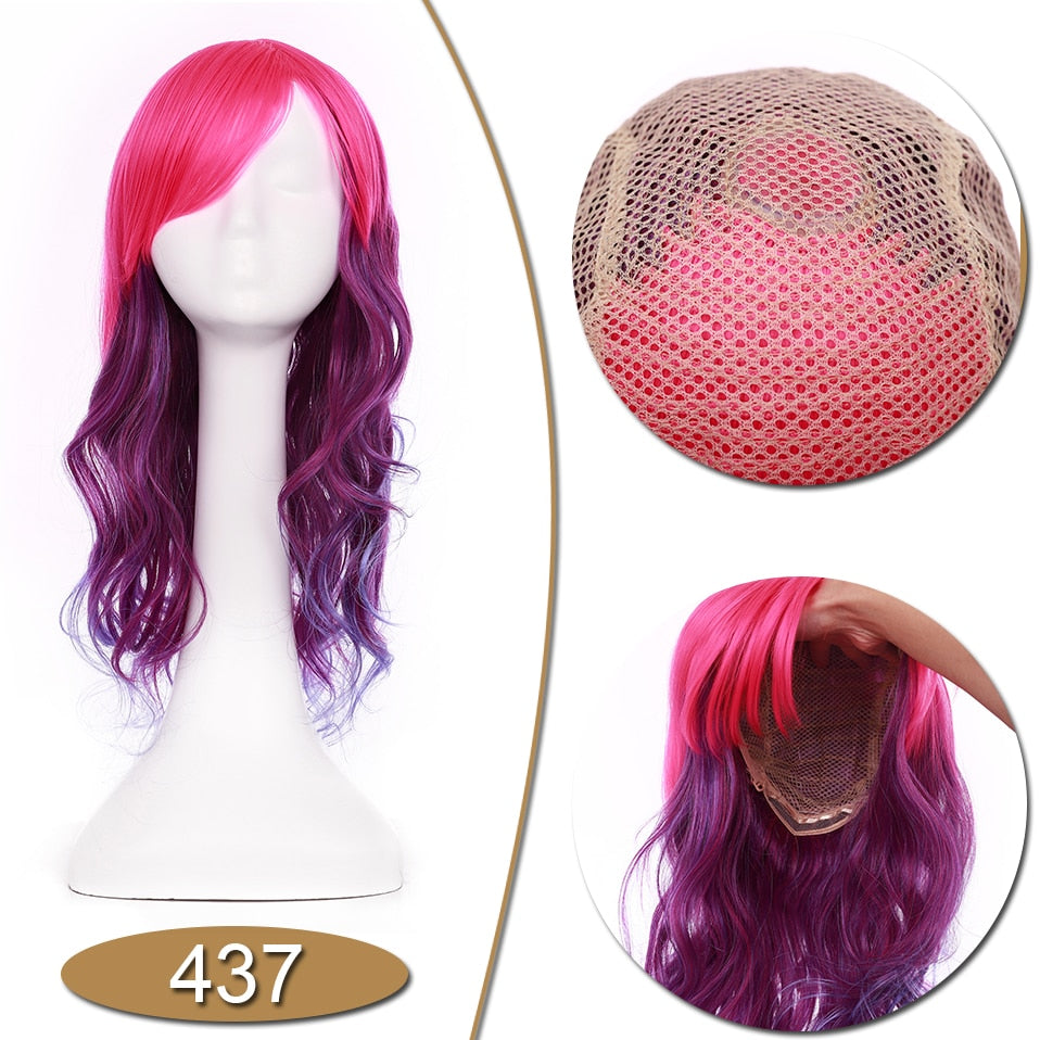 S-noilite Synthetic 28colors 22inch Loose Wave Wigs Halloween Cosplay Wig Blue Red Pink Grey Purple Hair Wig Cosplay for party