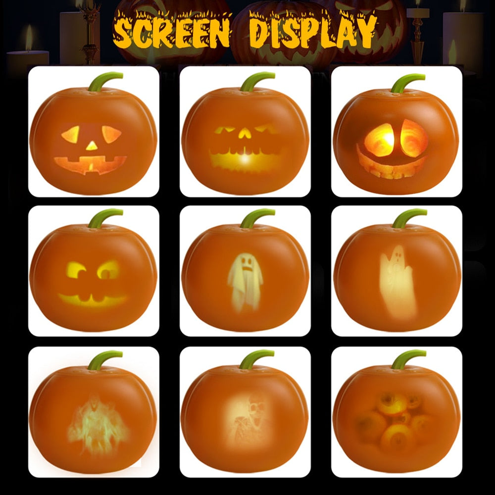 2022 New Halloween Pumpkin Projection Lamp Animated Talking and Singing LED Light for Festive Home Party Decorations