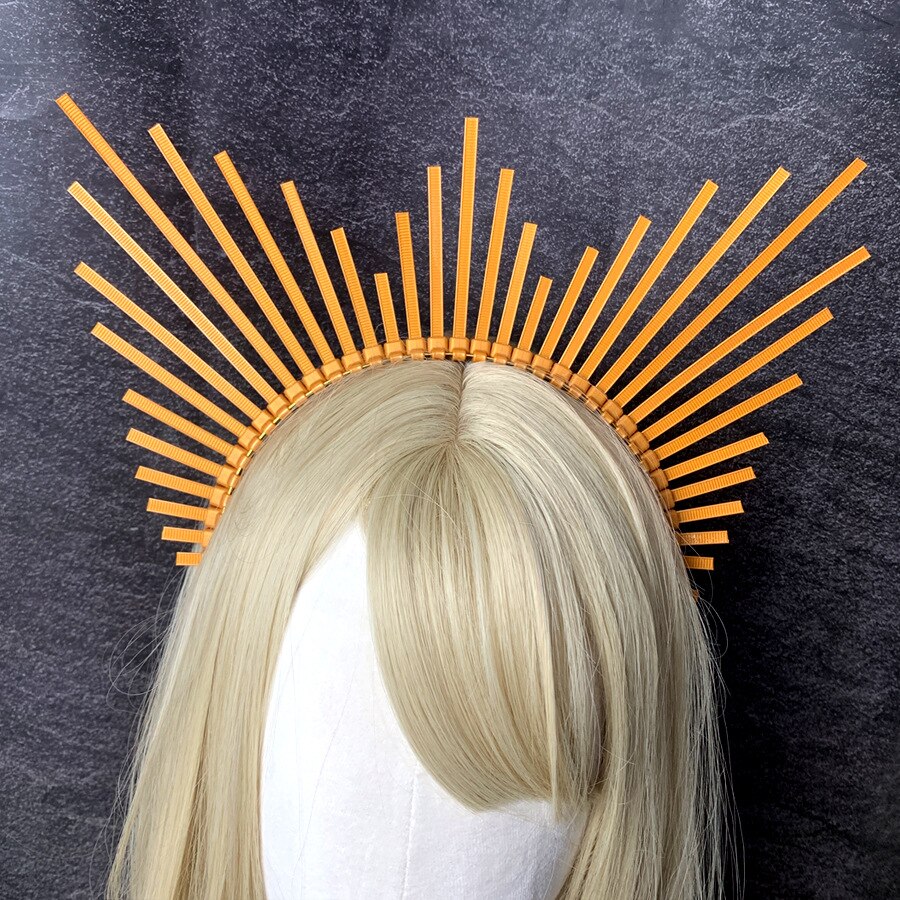 Halo Crown Spike Headpiece Goddess Sunburst Plastic Gold Met Gala Angel Goth Cosplay Accessories