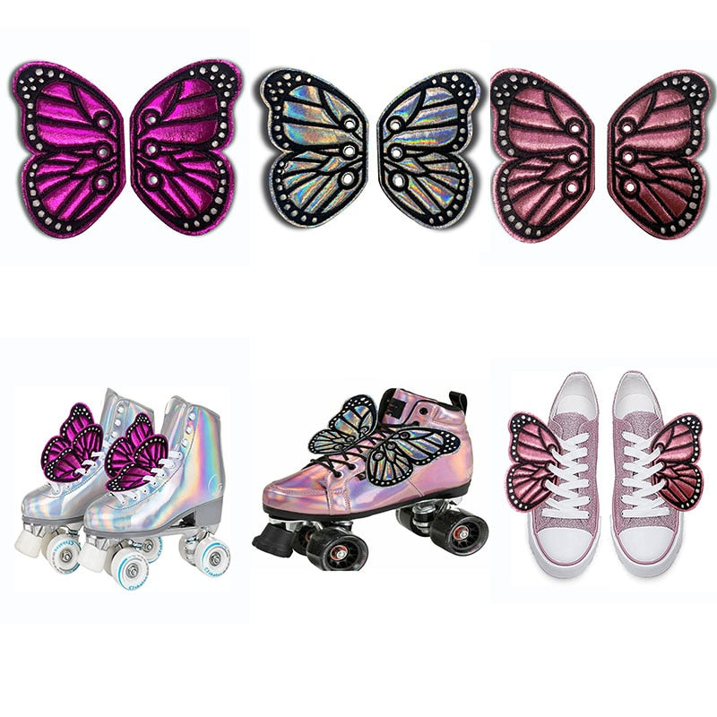 Personality PU Shoe DIY Accessories Bats Glitter Black Shoe Wings Ornament Show Halloween Party Fun Skate Shoes DIY Decorations