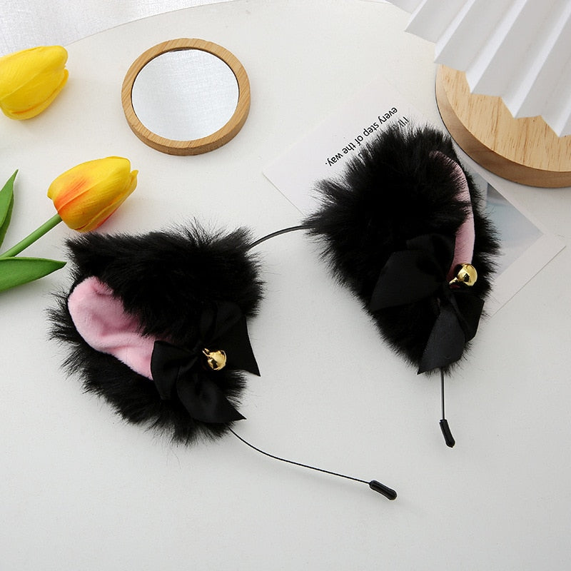 Beautiful Masquerade Halloween Cat Ears Headwear Cosplay Cat Ear Anime Party Costume Bell Headwear Headband Hair Accessories