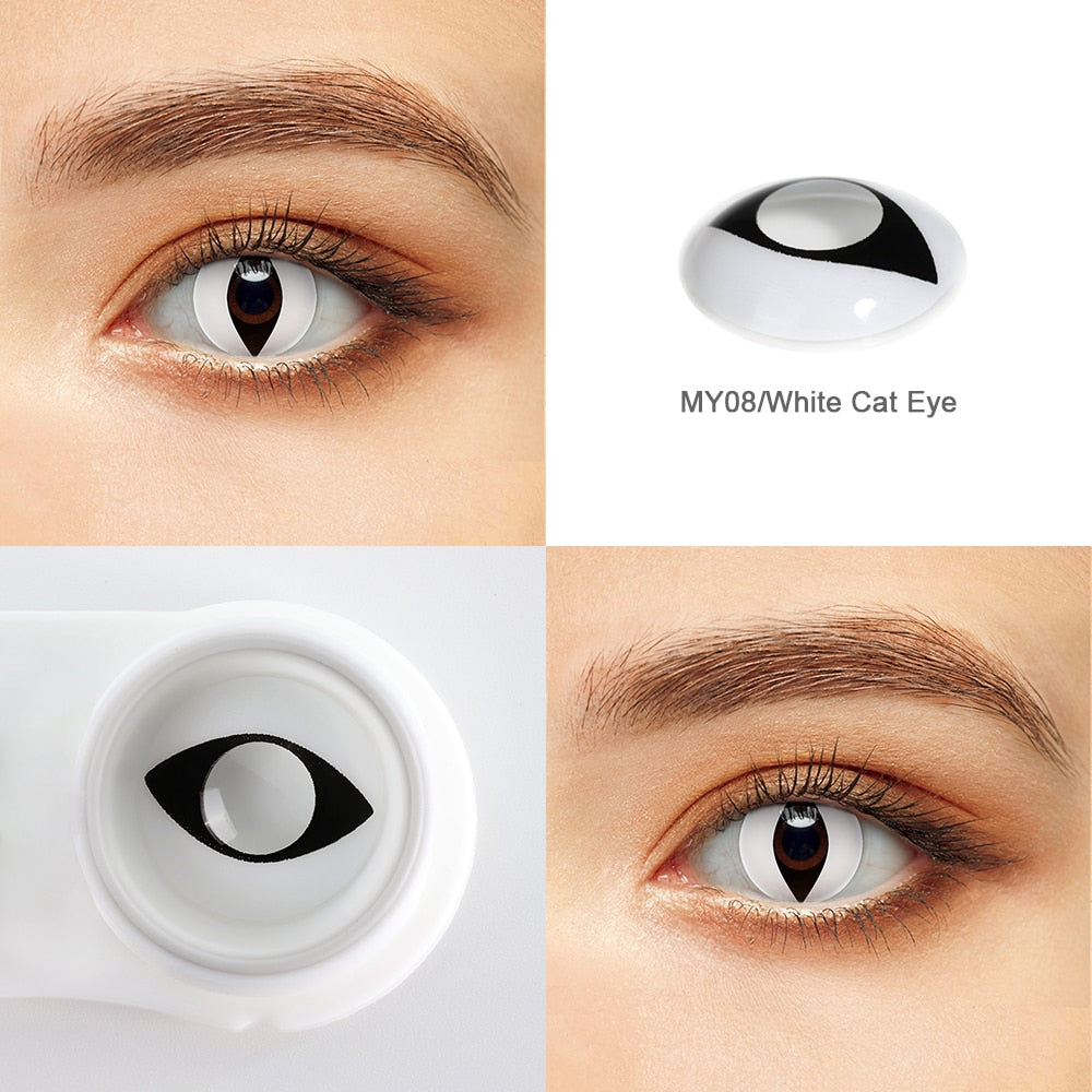 Halloween Contact Lenses Yearly Cosplay Anime Colored Contact Lenses White Contact Lenses For Eye Whiteout Lenses Cat Eyes Lens