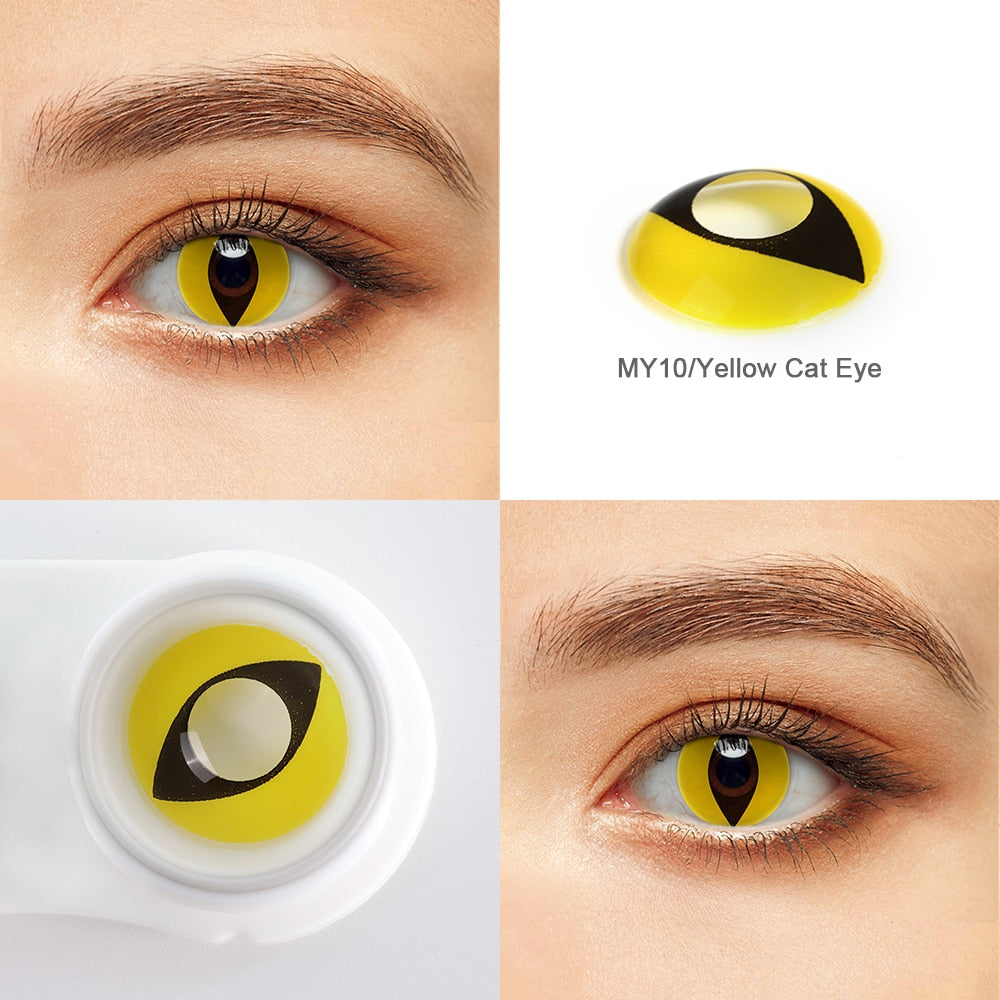 Halloween Contact Lenses Yearly Cosplay Anime Colored Contact Lenses White Contact Lenses For Eye Whiteout Lenses Cat Eyes Lens