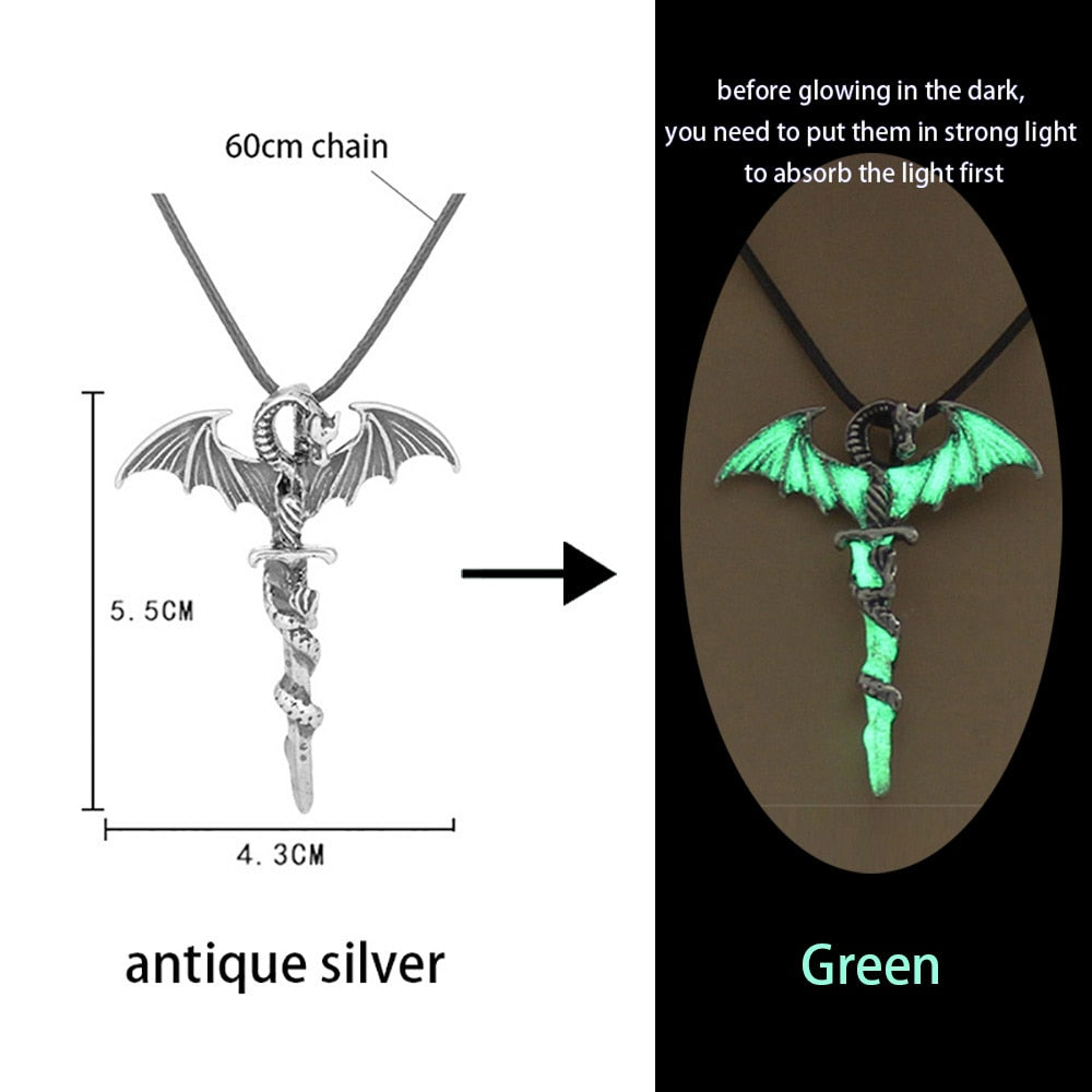 Luminous Glowing Arrow Pendant Necklace Knight Spear Necklace Glow In The Dark Pike Necklace for Women Men Halloween Gift