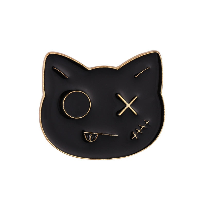 Bad Witch Needle Crystal Ball Handmade Black Cat Skull Retro Enamel Pin Brooch Badge Decorative Cowboy Halloween Jewelry