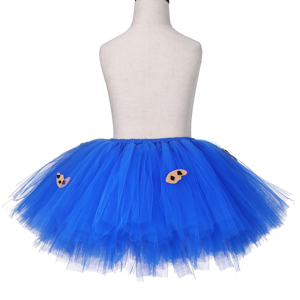 Cookie Monster Girls Tutu Skirt Set Fluffy Blue Kids Girls Tulle Skirt Child Birthday Party Skirt Tutu Girl Halloween Costume