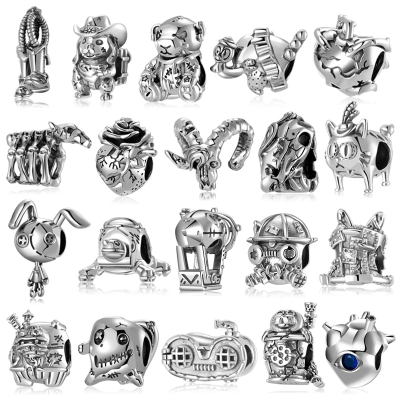 Silver 925 Western Cowboy Hat Boots Halloween Pumpkin Shape Beads Charms Fits Original Bracelets Making Designer Charms Jewelry