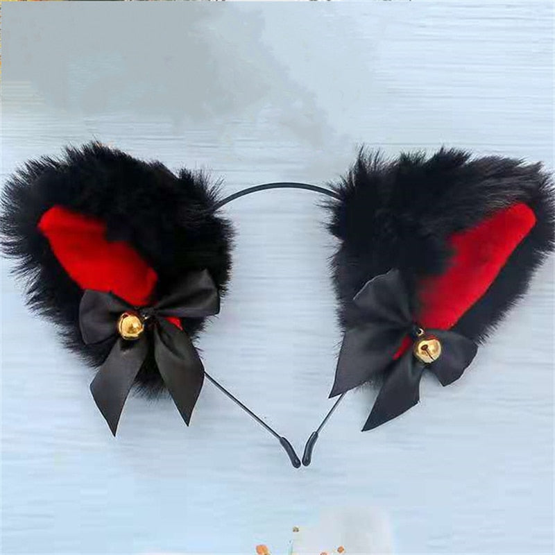 Beautiful Masquerade Halloween Cat Ears Headwear Cosplay Cat Ear Anime Party Costume Bell Headwear Headband Hair Accessories