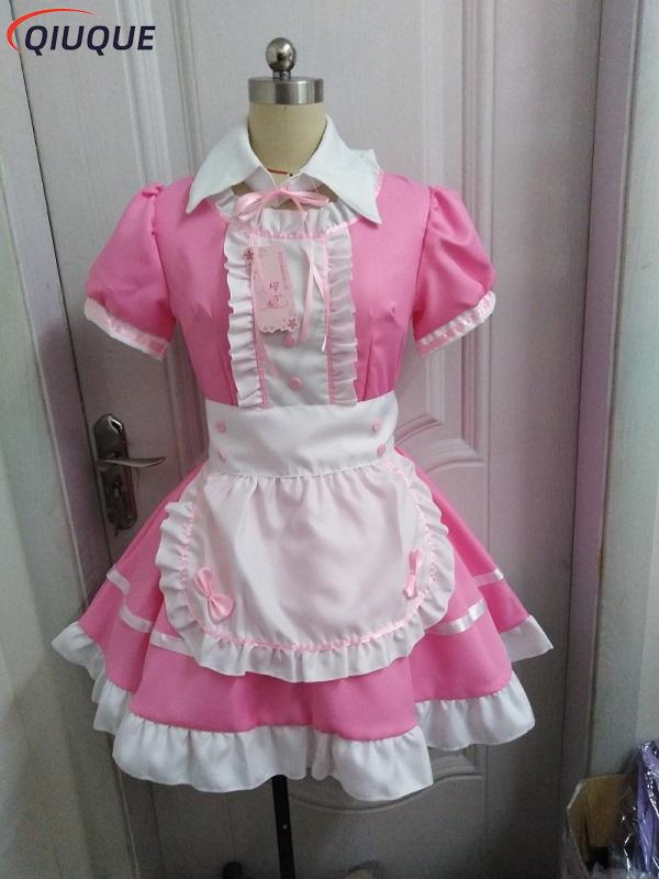 Women Maid Outfit Sweet Gothic Lolita Dresses Anime K-ON! Cosplay Costume Apron Dress Uniforms Plus Size Halloween Costumes