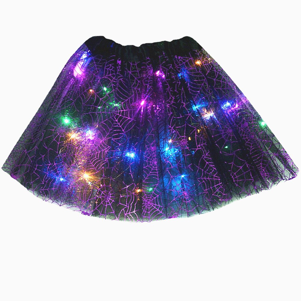 Adult Kids Light Up Witch Hat Spider Web Cobweb Skirt Party LED Princess Christmas Tree Costume Magic Wand Festival Halloween