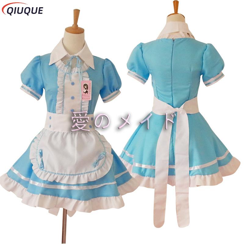 Women Maid Outfit Sweet Gothic Lolita Dresses Anime K-ON! Cosplay Costume Apron Dress Uniforms Plus Size Halloween Costumes