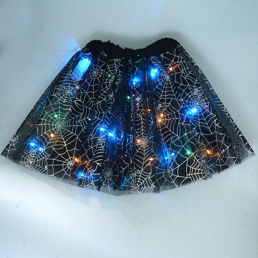 Adult Kids Light Up Witch Hat Spider Web Cobweb Skirt Party LED Princess Christmas Tree Costume Magic Wand Festival Halloween