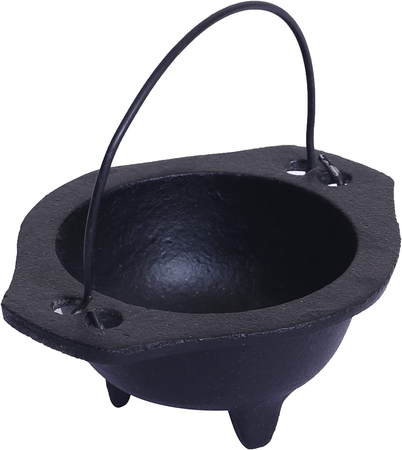 Cast Iron Witches Cauldron with Handle Ideal for Smudging Incense Burning, Halloween Decoration, Candle Holder Smudging Bowl Fire Proof Calderon Witch with Free Altar Cloth (4.5 Inches)