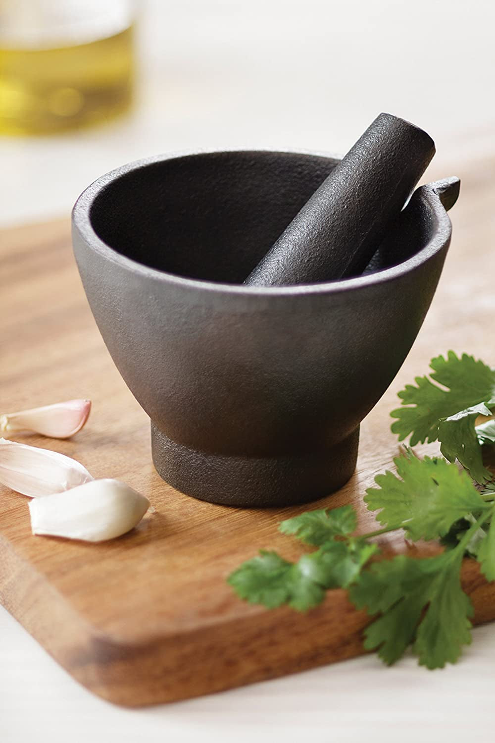 3861 Mortar and Pestle, Cast Iron, 4 X 4.5 X 3.5 Inches Black