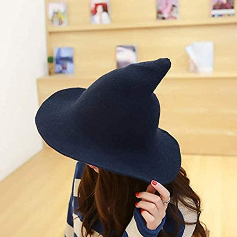 Modern Halloween Witch Hat Knit Wide-Brimmed Cap Foldable Fashion Party Costume Ball Hat