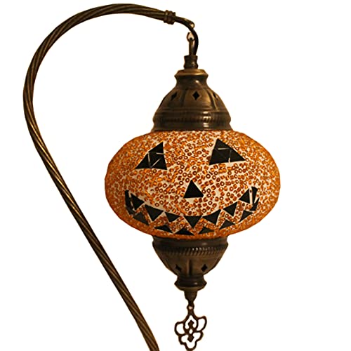 KARALP MOZAIK Halloween Decorations Pumpkin Lamp - Handmade Turkish Mosaic Pumpkin Glass Lamp - Pumpkin Lamp Shade- Halloween Home Decor for Holiday Party