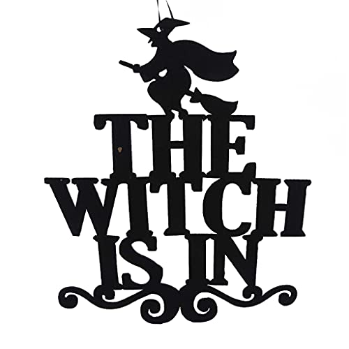 The Witch is in Halloween Hanging Sign Door Hanging Halloween Decoration Durable Design