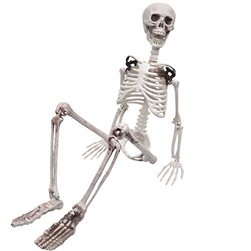 3ft/90cm Halloween Full Body Skeleton Props Realistic Human Bones with Movable Joints for Halloween Party Decoration