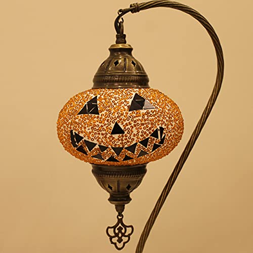 KARALP MOZAIK Halloween Decorations Pumpkin Lamp - Handmade Turkish Mosaic Pumpkin Glass Lamp - Pumpkin Lamp Shade- Halloween Home Decor for Holiday Party