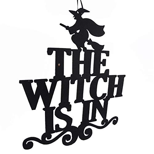 The Witch is in Halloween Hanging Sign Door Hanging Halloween Decoration Durable Design