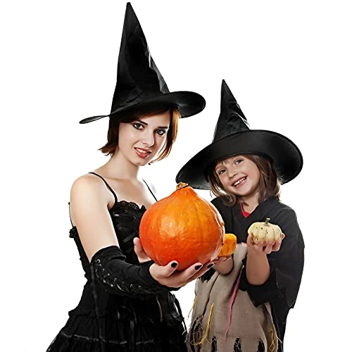 Tepoobea 12 Pack Halloween Witch Hat 32Pcs 3D Bats Decorations Halloween Costume Accessory Black Hanging Witch Hat for Halloween Party Decoration