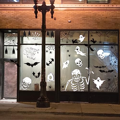 Halloween Decoration Outdoor Window Clings Stickers,Halloween Decor Window Skeleton Stickers,Halloween Windows Decorations Indoor for Glass Walls Halloween Haunted House Party Supplies