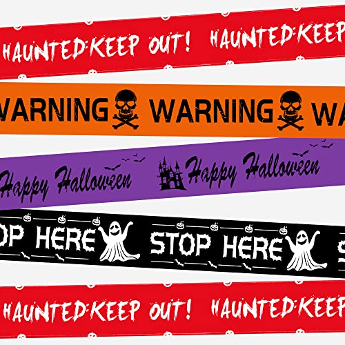 Sfcddtlg 120 ft x 3 Inch Halloween Fright Tape-5 PCS Halloween Warning Caution Tapes-Creepy Tape Bundle for Halloween Party Stairs Haunted House Outdoor Decoration(5PCS)