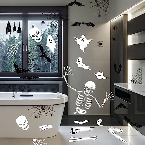 Halloween Decoration Outdoor Window Clings Stickers,Halloween Decor Window Skeleton Stickers,Halloween Windows Decorations Indoor for Glass Walls Halloween Haunted House Party Supplies