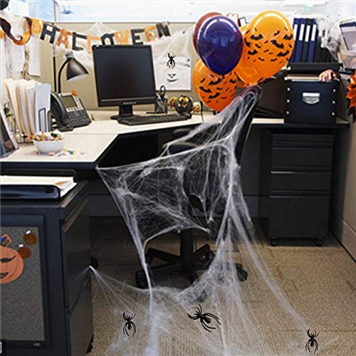 Fake Spider Web [Bonus 40 Spiders] Halloween Party Outdoor Decorations Supplies Stretch Spider Web Props 800 sqft