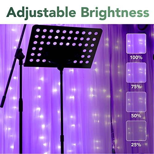 MAGGIFT 304 LED Curtain String Lights, 9.8 x 9.8 ft, 8 Modes Plug in Halloween Fairy Light with Remote Control, Christmas, Backdrop for Indoor Outdoor Bedroom Window Wedding Party Decoration, Purple