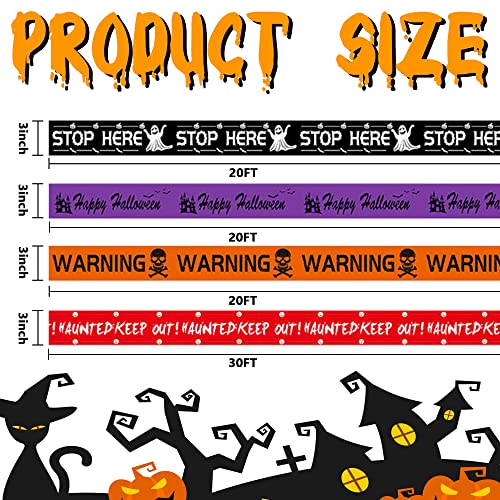 Sfcddtlg 120 ft x 3 Inch Halloween Fright Tape-5 PCS Halloween Warning Caution Tapes-Creepy Tape Bundle for Halloween Party Stairs Haunted House Outdoor Decoration(5PCS)