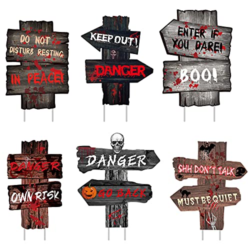 6 Pack Halloween Decoration Outdoor,Tombstones Yard Signs Decor with Stakes,Printed Halloween Decor Lawn Yard Props,Decorations Halloween Exterieur for Haunted House,Scary Theme Party