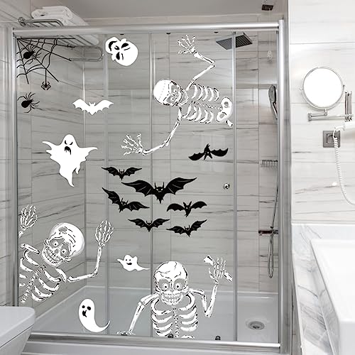 Halloween Decoration Outdoor Window Clings Stickers,Halloween Decor Window Skeleton Stickers,Halloween Windows Decorations Indoor for Glass Walls Halloween Haunted House Party Supplies