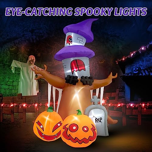 Danxilu 9 FT Halloween Inflatables Haunted House Tree with Pumpkin Ghost and Tombstone Outdoor Decorations, Blow Up Dead Tree with LED Lights Spooky for Yard Garden Porch Garden Lawn Holiday Party